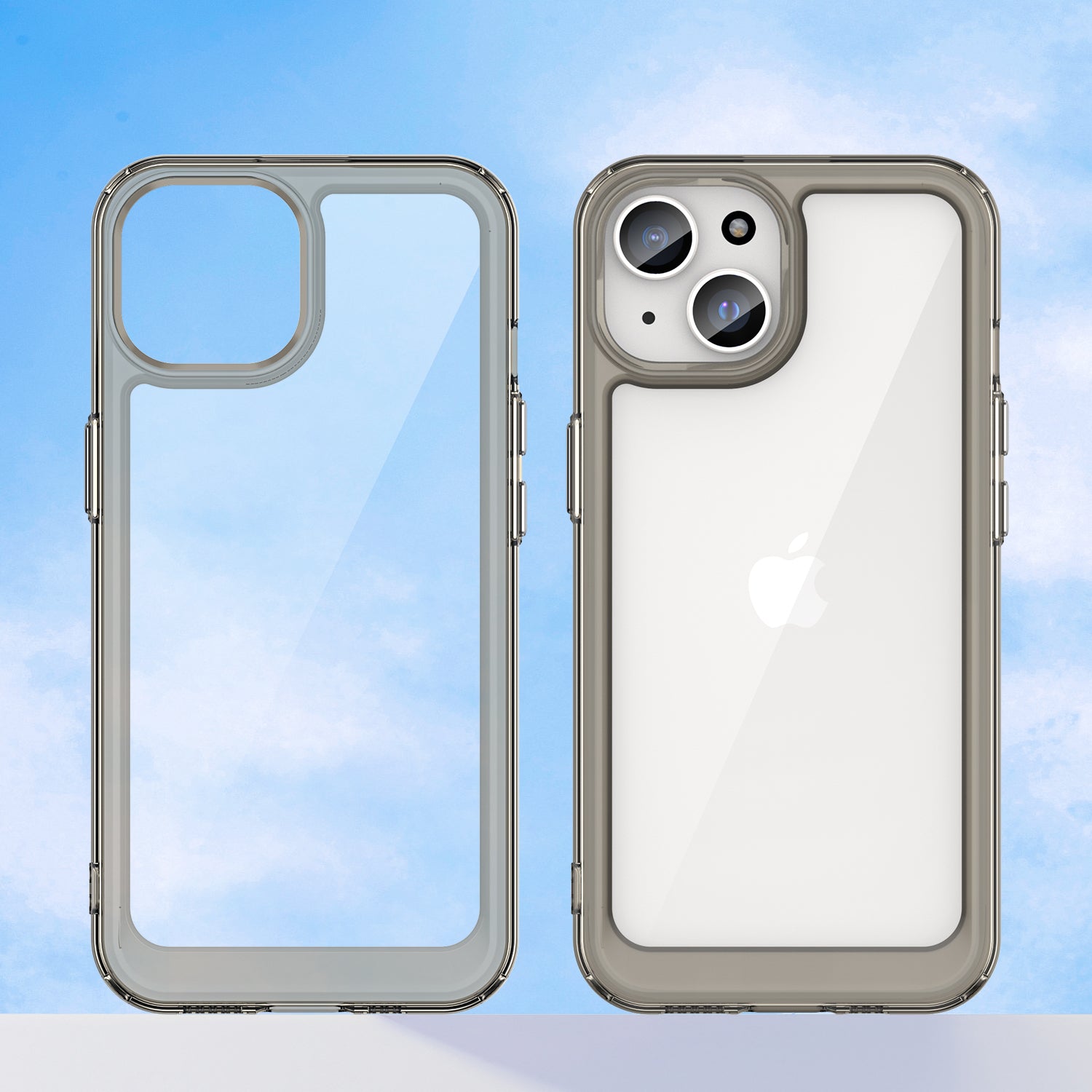Uniqkart for iPhone 15 Plus TPU+Acrylic Anti-fall Mobile Phone Back Cover Clear Protective Case - Transparent Grey Uniqkart for iPhone 15 Plus TPU+Acrylic Anti-fall Mobile Phone Back Cover Clear Protective Case - Transparent Grey